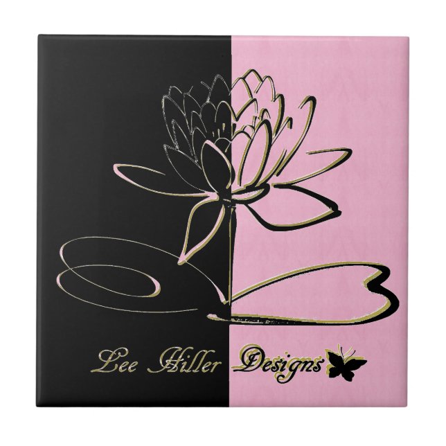 Lee Hiller Designs Accents Black Pink Gold Fliese (Vorderseite)