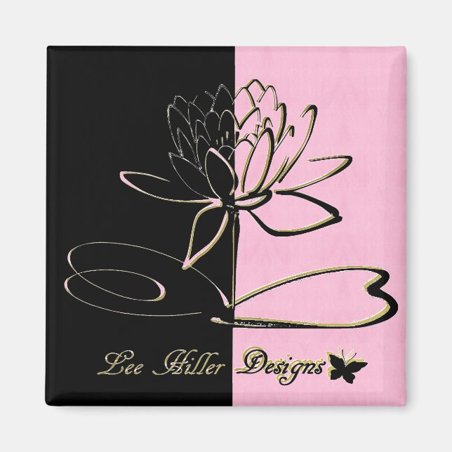 Lee Hiller Designs Akzente Schwarz Pink Gold Magnet (Vorne)