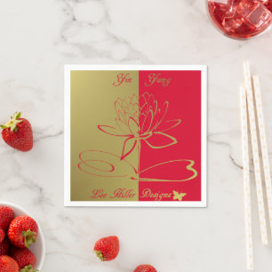 Lee Hiller Designs Logo Akzente Gold Rot Serviette