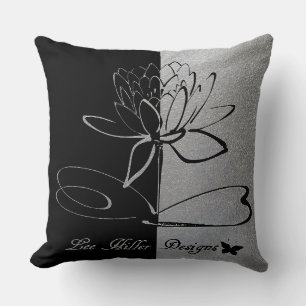 Lee Hiller Designs Logo Akzente Schwarz & Edelstah Kissen