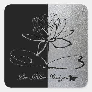 Lee Hiller Designs Logo Akzente Schwarz & Edelstah Quadratischer Aufkleber