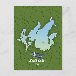 Leech Lake Travel Map Einladungspostkarte