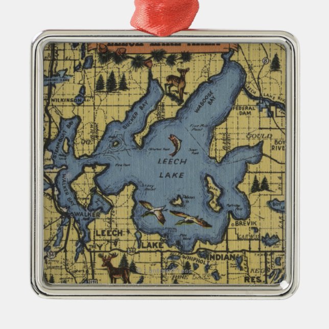 Leech See-Bereich, Minnesota - große Silbernes Ornament (Vorne)