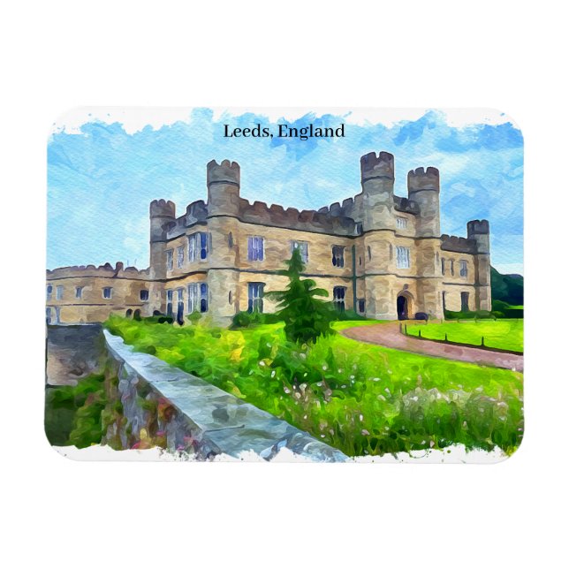 Leeds England Castle Panorama View Magnet (Horizontal)