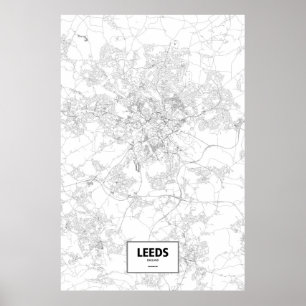 Leeds, England (schwarz auf weiß) Poster