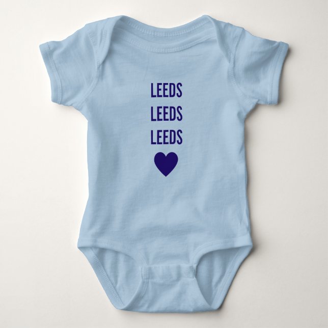 LEEDS LEEDS LEEDS LUFC personalisiertes blaues Baby Strampler (Vorderseite)