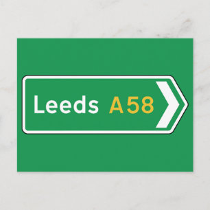 Leeds, UK Road Sign Postkarte