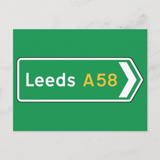 Leeds, UK Road Sign Postkarte (Vorderseite)