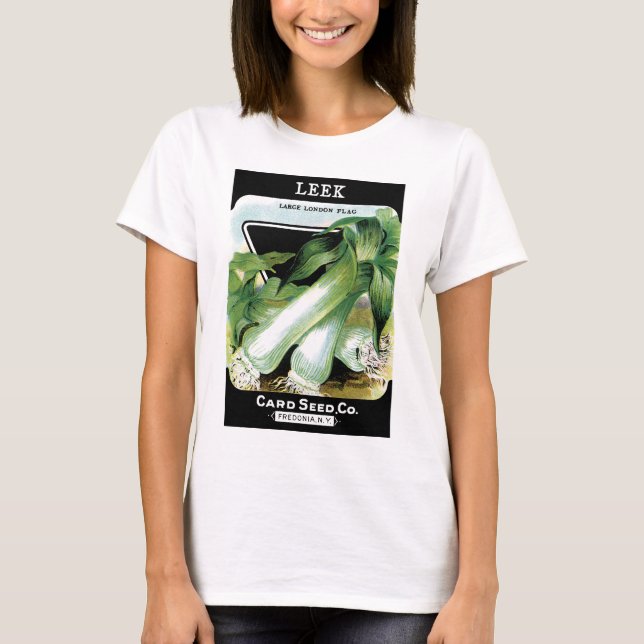 Leek-Seed-Packungs-Etikett T-Shirt (Vorderseite)