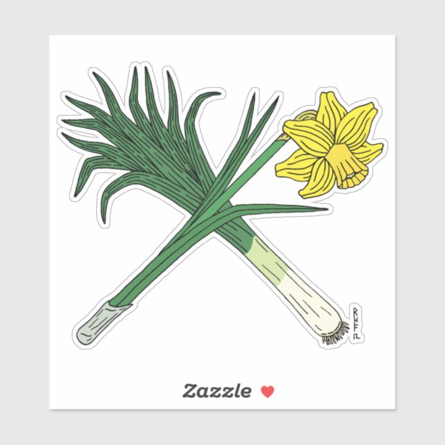 Leek und Daffodil Crossed Aufkleber (Blatt)