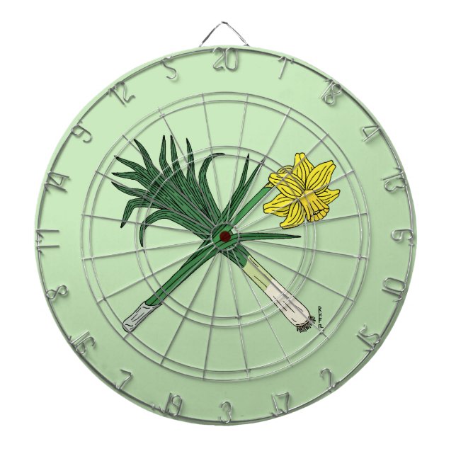 Leek und Daffodil Crossed Dartscheibe (vorne)