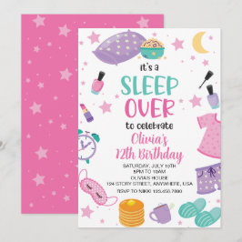 Leepover Schlummer Party rosa lila zwischen Einladung