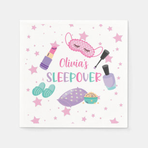 Leepover Schlummer Party rosa lila zwischen Serviette