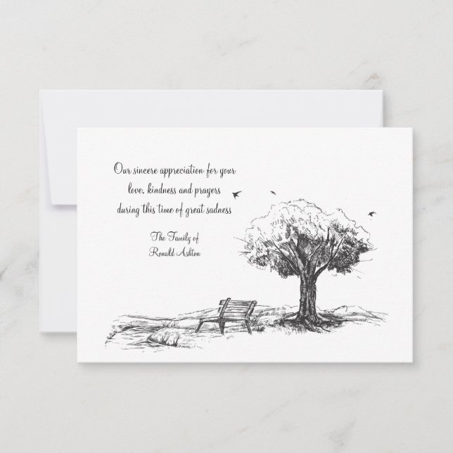 Leer-Bench-Beileid Danke-Karte Dankeskarte (Vorderseite)