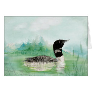 Leere Aquarellloon-Vogel-Natur-Kunst