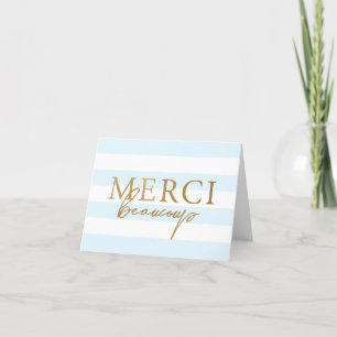 Leere Blaue Streifen Merci Gefaltete Dankeskarten Dankeskarte