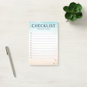 Leere Checkliste To-Do-Notizen Strand-Thema Post-it Klebezettel
