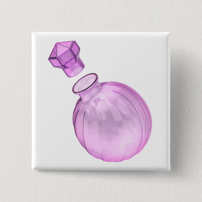 Leere dekorative violette Glasflasche Button (Vorderseite)