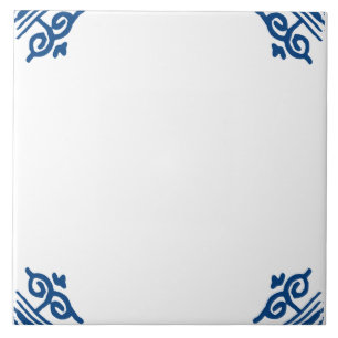 Leere Delft Blau-Weiße-Ochsenkopf-Ecke-Flourish Fliese