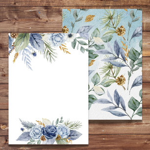 Leere DIY-Einladung Grünzeug Staubblau Blüte Einladung