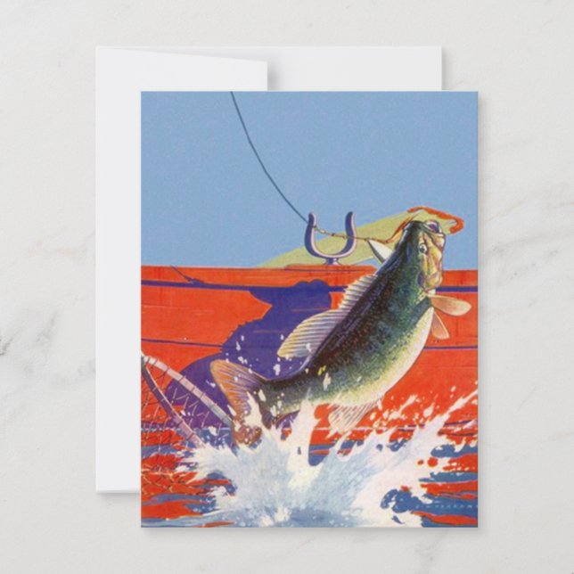 Leere Einladungs-rotes Boot Fische, zu fischen Einladung (Vorderseite)