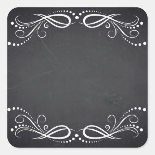Leere Faux-Schultafel Blumenkurven Anpassen Quadratischer Aufkleber