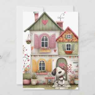 Leere flache Kartenhülle Gemütliches Cottage und W Feiertagskarte