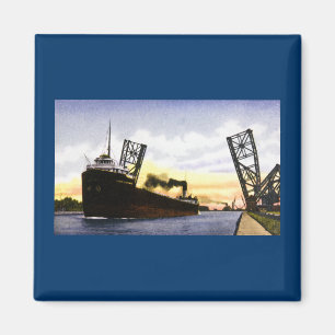 Leere Frachter über Bascule Bridge, Soo Locks Magnet