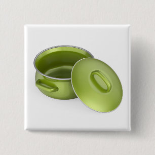 Leere grüne Emaille-Kochpot Button