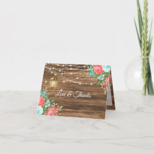 Leere - Holz, Laterne und Aquamarin, Korallenblume Dankeskarte