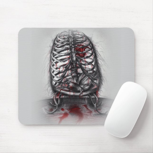Leere Käfig Anatomisches Herz Horror Surreale Kuns Mousepad (Mit Mouse)