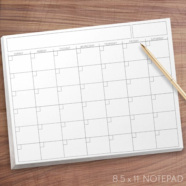 Leere Kalenderseite - Sonntag Start Landschaftsans Notizblock (Blank Calendar Notepad)
