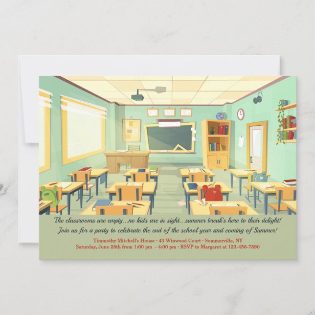 Leere Klassenzimmer Einladung (Vorderseite)