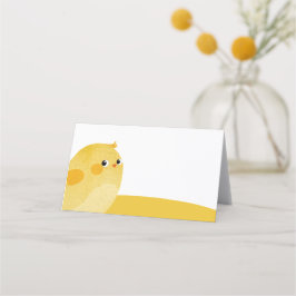 Leere Ostern-Buffetkarte mit gelbem Huhn Platzkarte