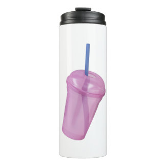 Leere Plastiktasse mit Stroh Thermosbecher