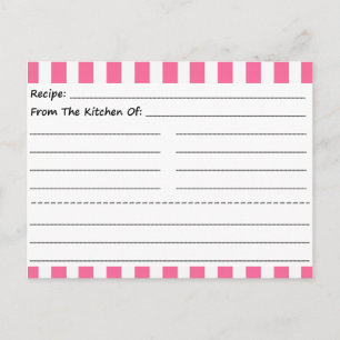 Leere Rezeptionskarten: Rosa und weiße Streifen Postkarte