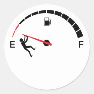 Leere Tankfüllung komisches Design Runder Aufkleber