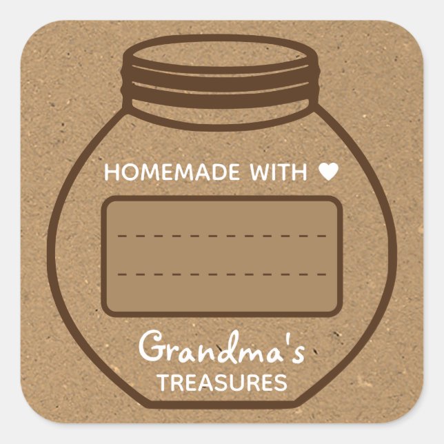 Leere Textbox Kraft Papier Brown Jar Labels Niedli Quadratischer Aufkleber (Vorderseite)