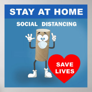 Leere Toilettenpapierrolle mit Sicherheitsnachrich Poster