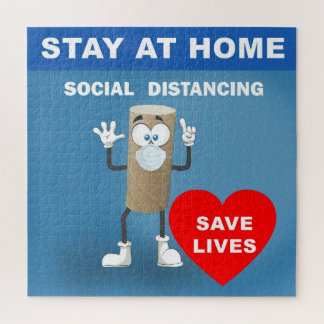 Leere Toilettenpapierrolle mit Sicherheitsnachrich Puzzle