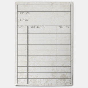 Leere Vintage-Bibliotheksbuchkartennachrichten Post-it Klebezettel