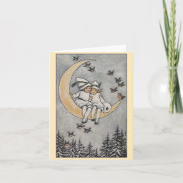 Leere Vintage Wintry-Elfen auf dem Mond Karte