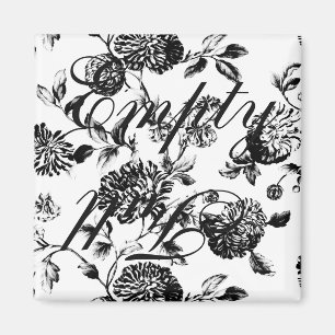 Leere volle schwarze antike Blumen-Toile- Geschirr Magnet