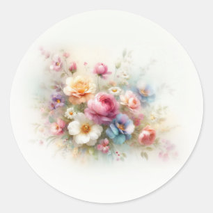 Leere Vorlage Fügen Sie Ihren Text Wasserfarben Bl Runder Aufkleber