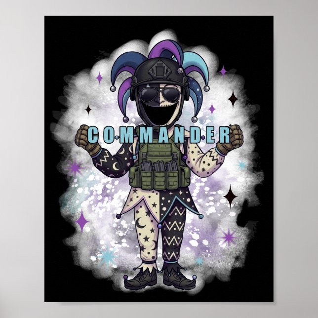 Leerer Hofnarren-Freund-Kommandant Dunkel Poster (Vorne)
