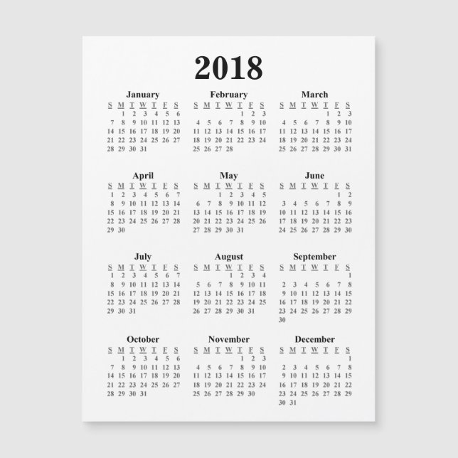 Leerer Kalender 2018 Magnetkarte (Vorderseite)
