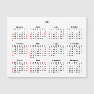 Leerer Kalender 2021 Magnetkarte