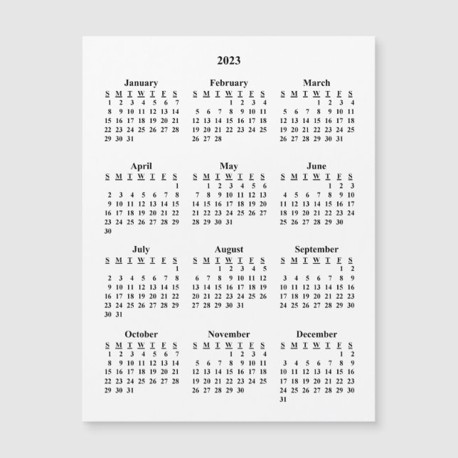 Leerer Kalender 2023 Magnetkarte (Vorderseite)
