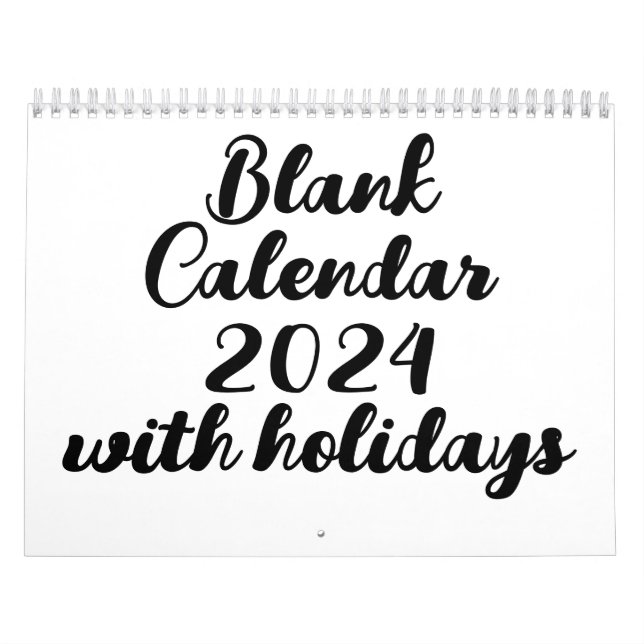 Leerer Kalender 2024 mit Feiertagen (Titelbild)