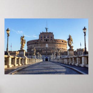 Leerer Ponte Sant'Angelo bei Morgengrauen - Rom, I Poster